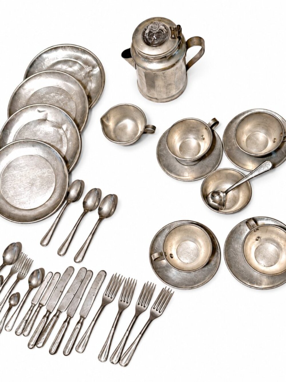 Vintage Mirro Like Mother’s Miniature Aluminum Toy Cookware Dish Set 36 Pc